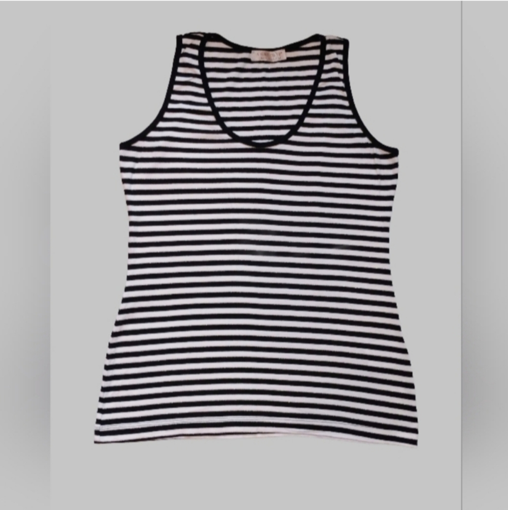 Anatomie | Striped Sleeveless Tank Top Black White Silver | Travel  | Size M